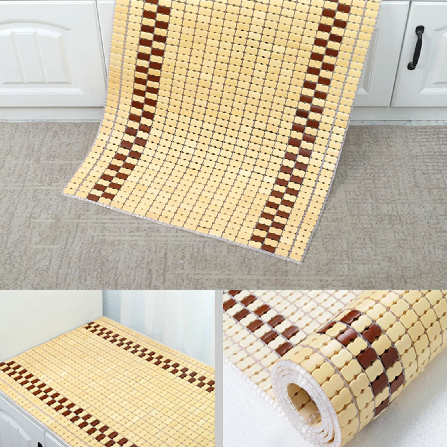 Almohadilla de bambú para colchón de enfriamiento natural, transpirable, plegable, para aire acondicionado, para cama Mahjong, suave y refrescante (55 x 130 cm)