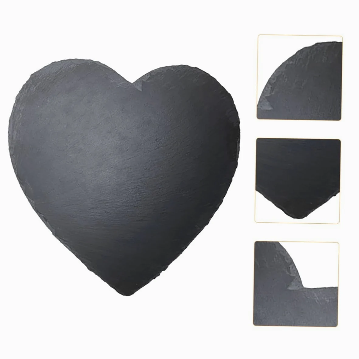 SHINEOFI Bandeja de Piedra en Forma de Corazón 25x25 Cm Plato de Carne Placa de Pizarra Resistente para Servir Quesos y Charcutería Estilo Rústico para Restaurante y Hogar