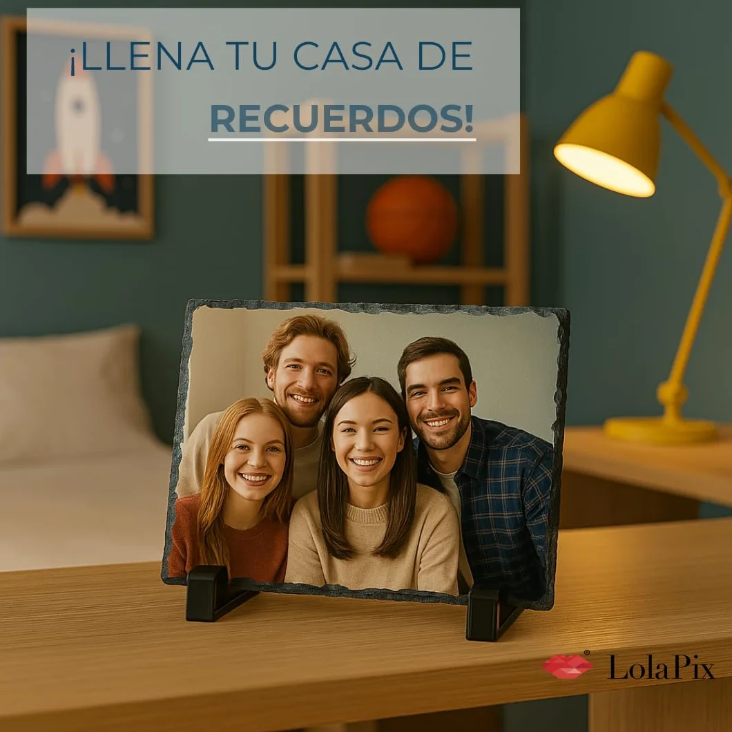 LolaPix Piedra pizarra personalizada con foto, imagen o texto. Forma rectangular 15 x 20 cm. Diferentes tamaños y formas disponibles.