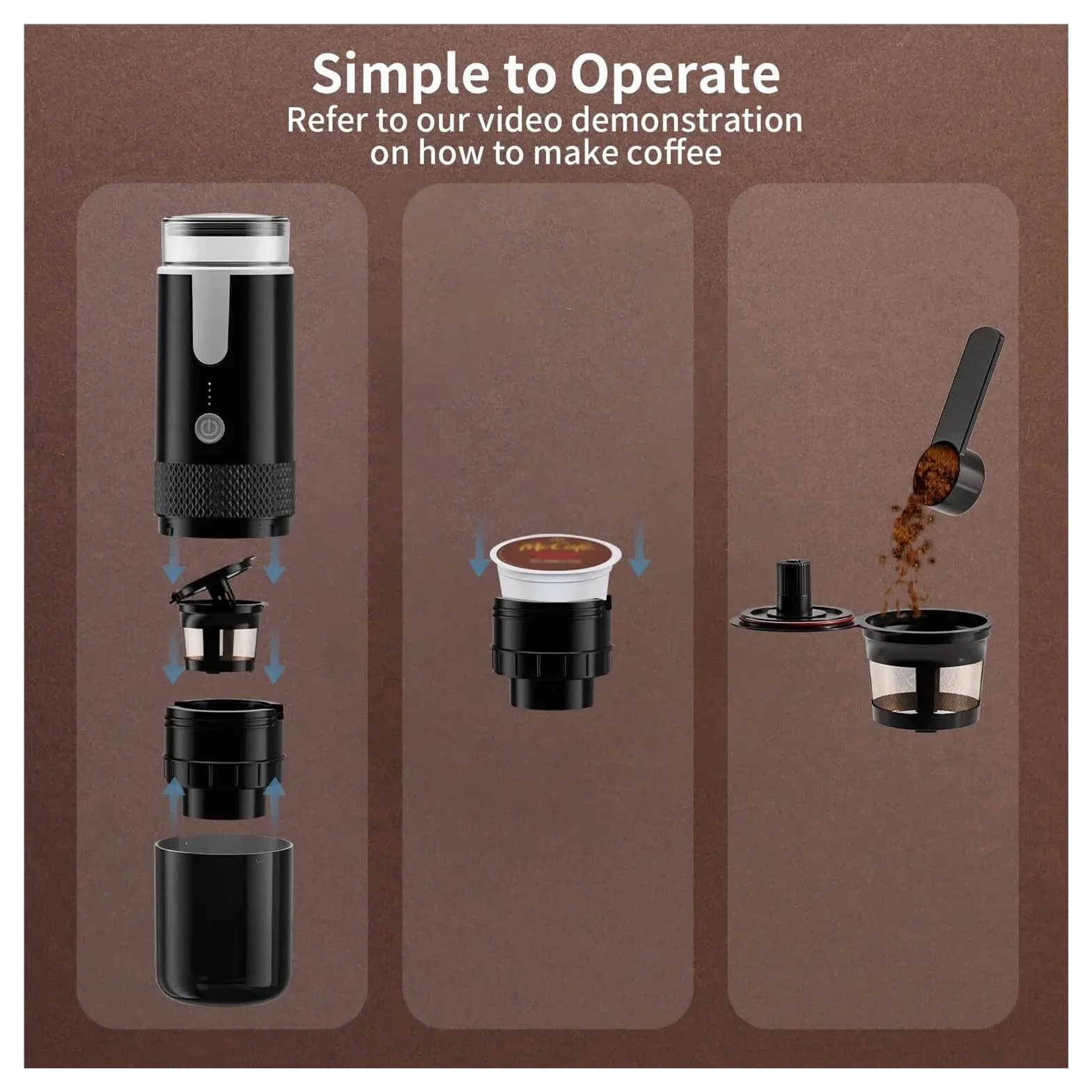 Máquinas de café,Cafetera portátil, Cafetera, cafetera eléctrica de cápsulas molidas, cafetera portátil apta for café en polvo y cápsulas de café