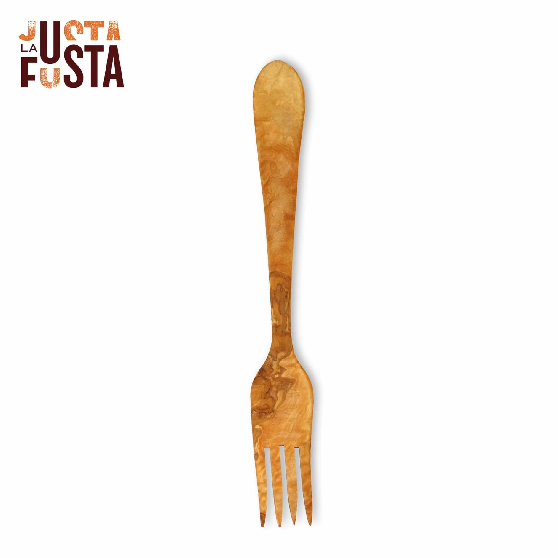 Tenedor De Puntas Finas Estilo Valenciano | Fabricado A Mano En España, Madera Natural De Olivo Resistente Con Propiedades Antibacterianas | Útil Para Servir O Comer