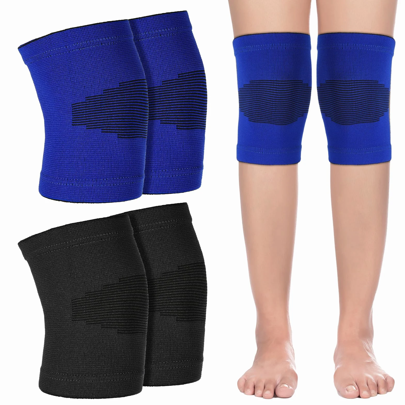 Rodilleras para niños de balonmano y voleibol transpirables, elásticas y suaves (Azul)