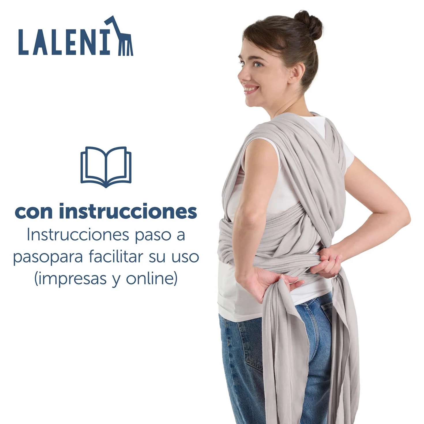 Fular Portabebe Hasta 15kg de Suave Algodón - Portabebe Recien Nacido + Certificado OEKO-TEX - Fular Porteo 5,10m - Gris Claro