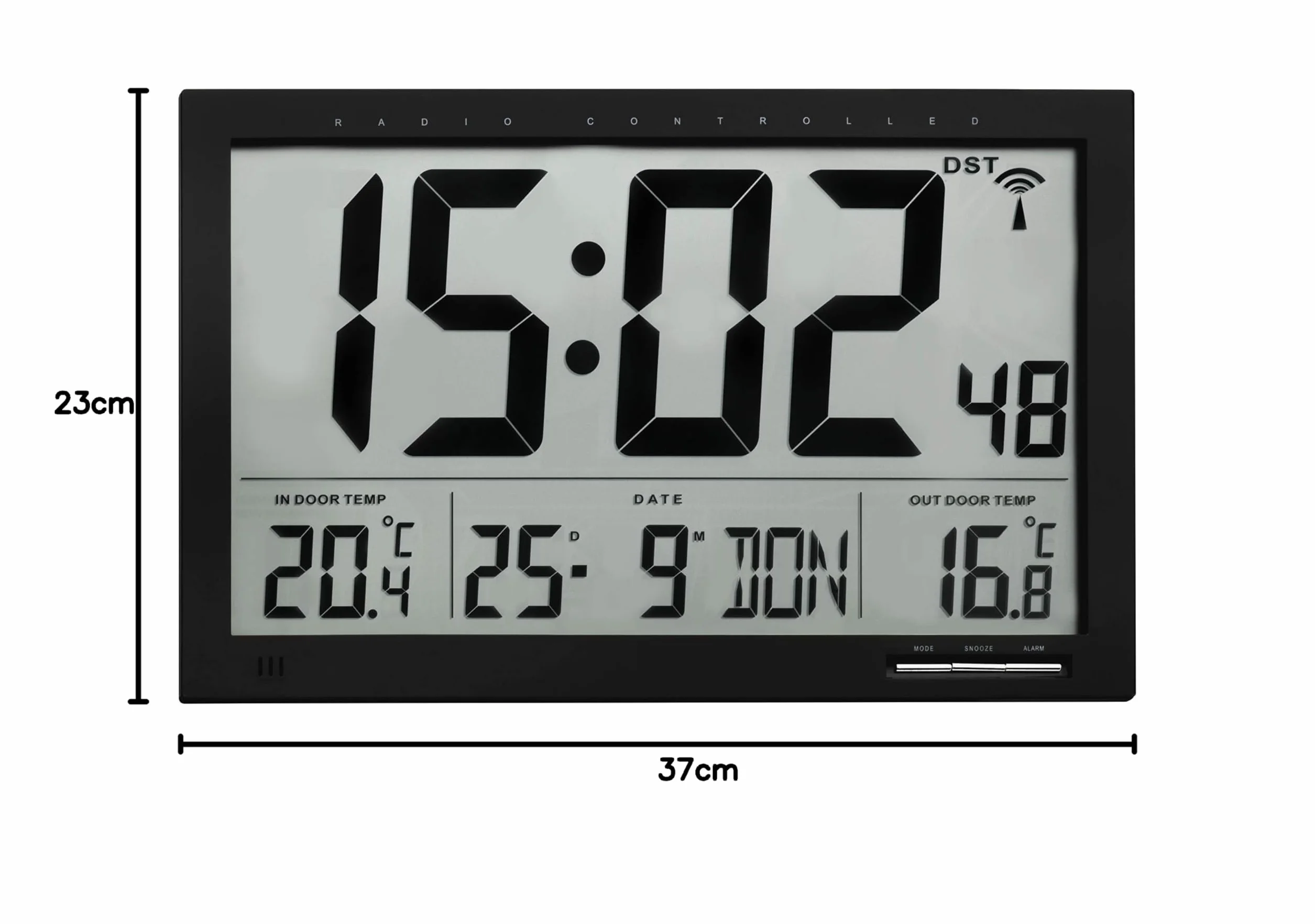 TFA 60.4510.01 - Reloj Digital de Pared, con termómetro y Sensor Remoto, tamaño XXL, Color Negro