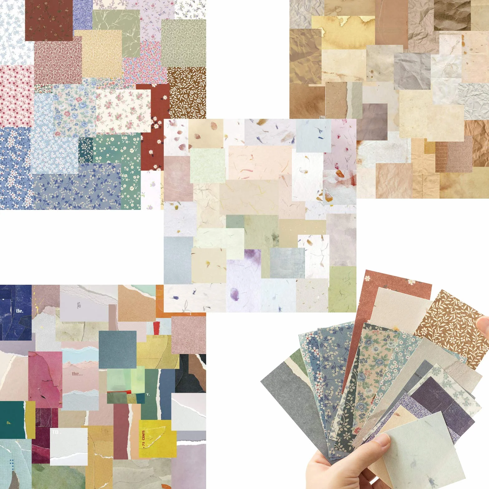 240 Hojas Papeles Scrapbooking Tarjetas Etiquetas Flores Plantas Manualidades Decoración Bullet Journal Álbum Fotos Agenda Tarjetas de Felicitación Regalos, Una cara, 54-110 mm