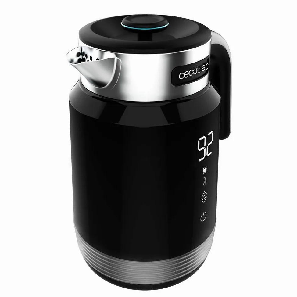 Cecotec Hervidor De Agua de 1,7L Eléctrico ThermoSense 600 Touch Black. 2200W, Libre De BPA, Acero Inoxidable y Plástico de máxima Calidad, Luz led y Luz de Funcionamiento, Base de 360º