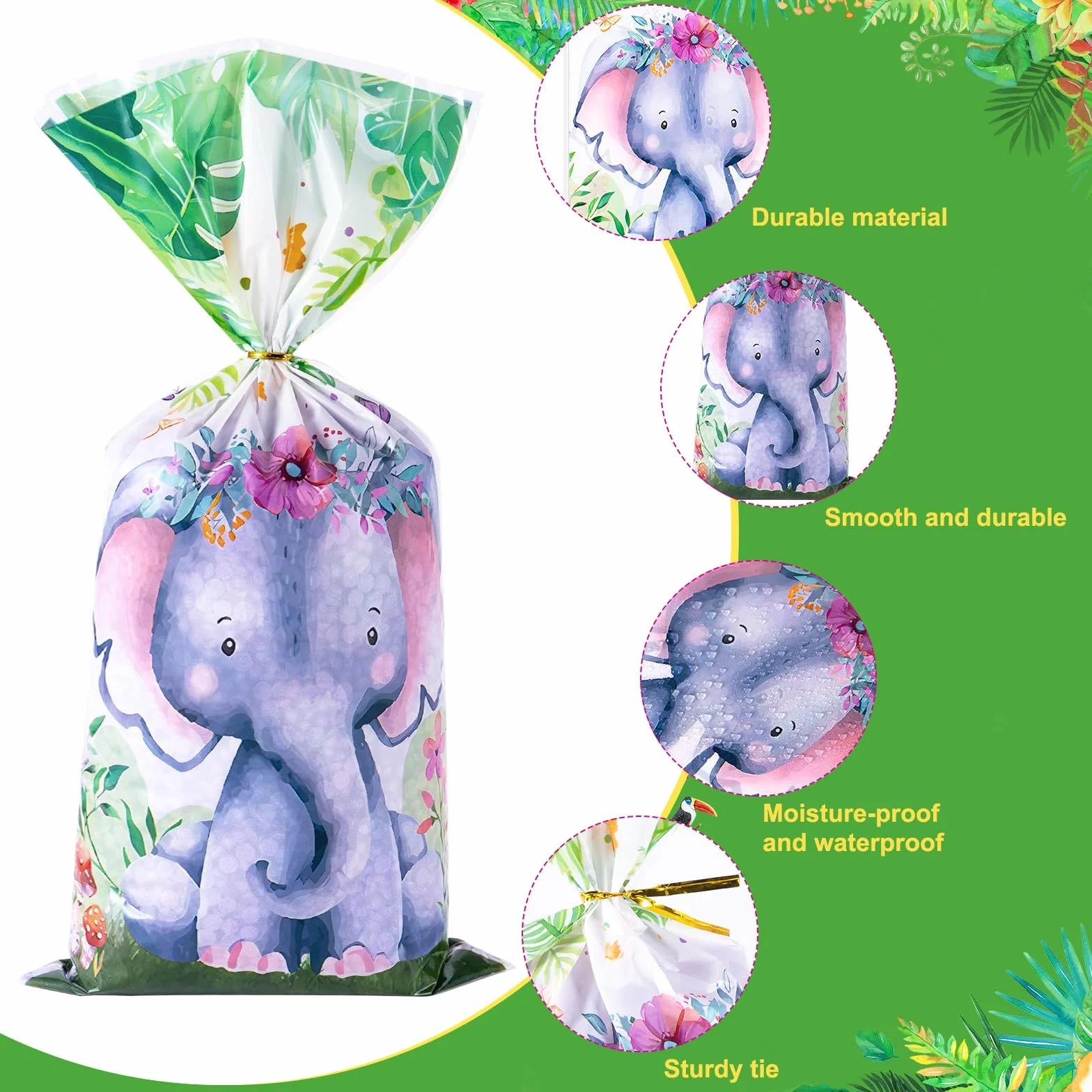 50pcs Bolsas Regalo de Plástico Animales, Bolsas Cumpleaños Infantil Chuches Regalo Bolsitas Celofán para envolver regalos fiestas de cumpleaños infantiles, fiestas temáticas y mucho