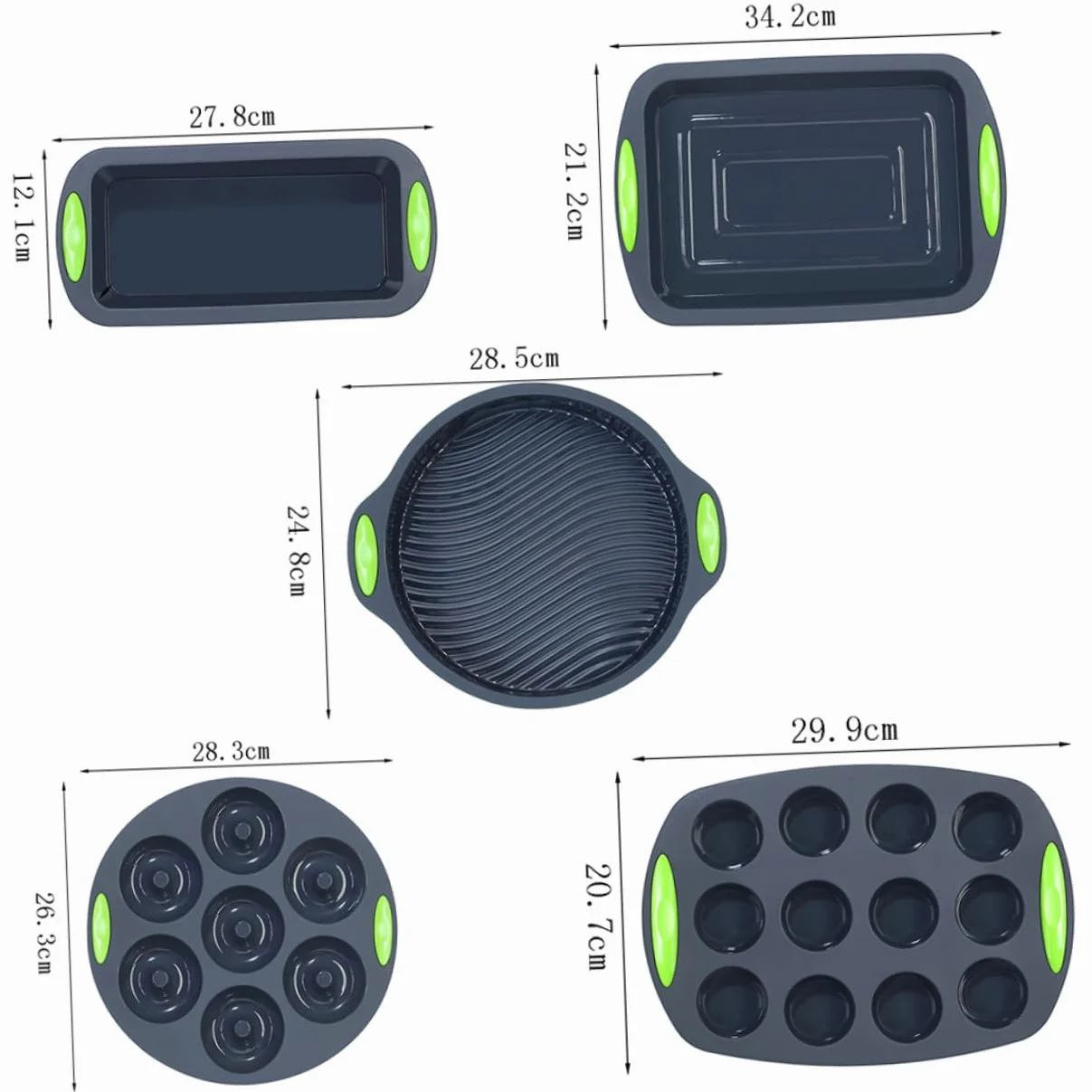 Kit de 5 Moldes de Silicona Flexibles para Hornear Pasteles y Bizcochos, Fáciles de Limpiar, Adecuado para Amantes Repostería en Cocina