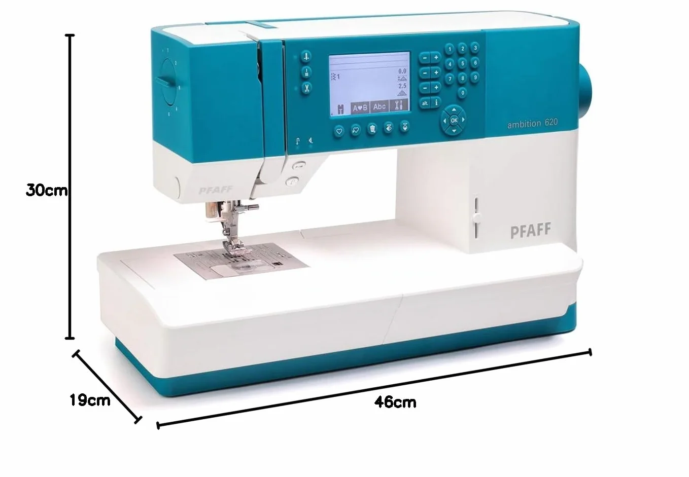 PFAFF Ambition 620 - Máquina de coser de plástico, color blanco, azul