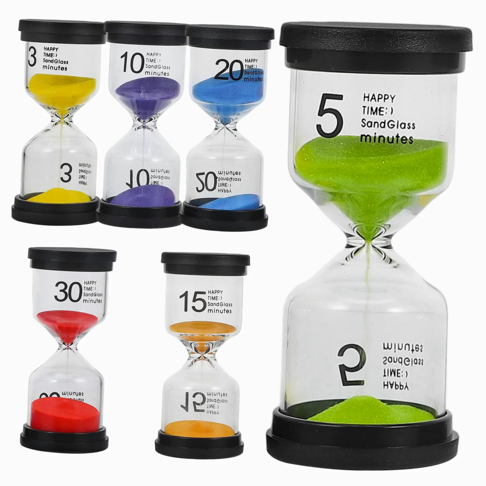 Toddmomy 6 Relojes de Arena de 3 Minutos, Vidrio y Abs, Diseño Clásico, Decoración Delicada para Escritorio y Aula de Yoga