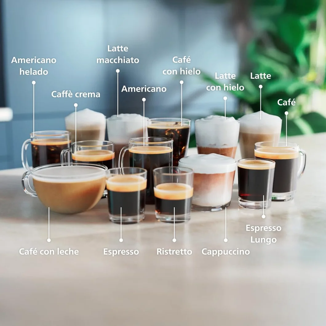 Philips Cafetera Totalmente Automática Serie 5500-20 cafés Calientes y Helados, Sistema de leche QuickClean LatteGo, 40% más Silenciosa Gracias a SilentBrew, QuickStart, Negro y Plata (EP5546/70)