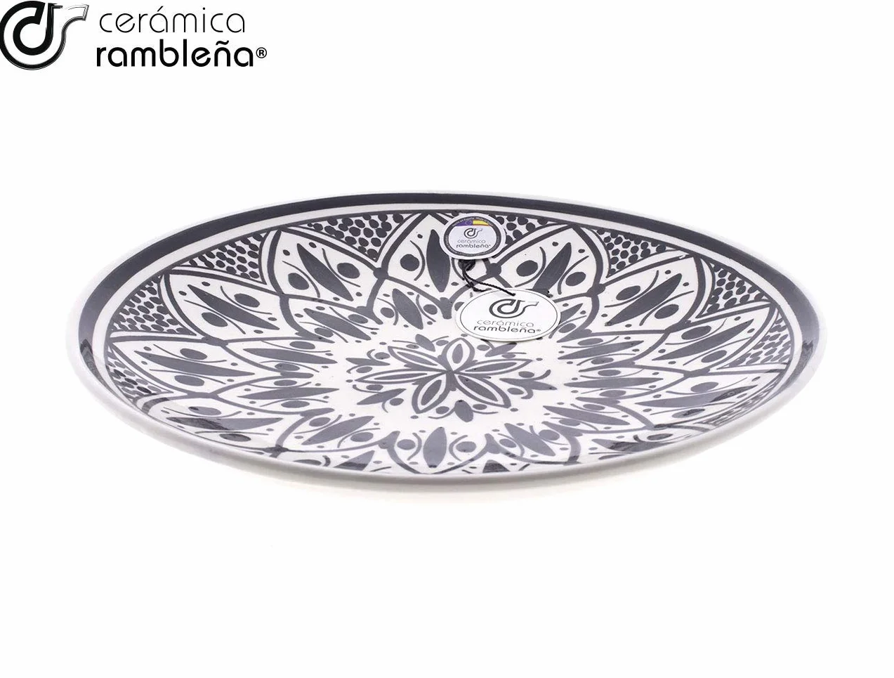 CERÁMICA RAMBLEÑA | Plato Decorativo para Colgar en Pared | Plato de cerámica | Plato decoración Mediterránea Modelo D35 | 100% Hecho a Mano | 27x27x3.5 cm