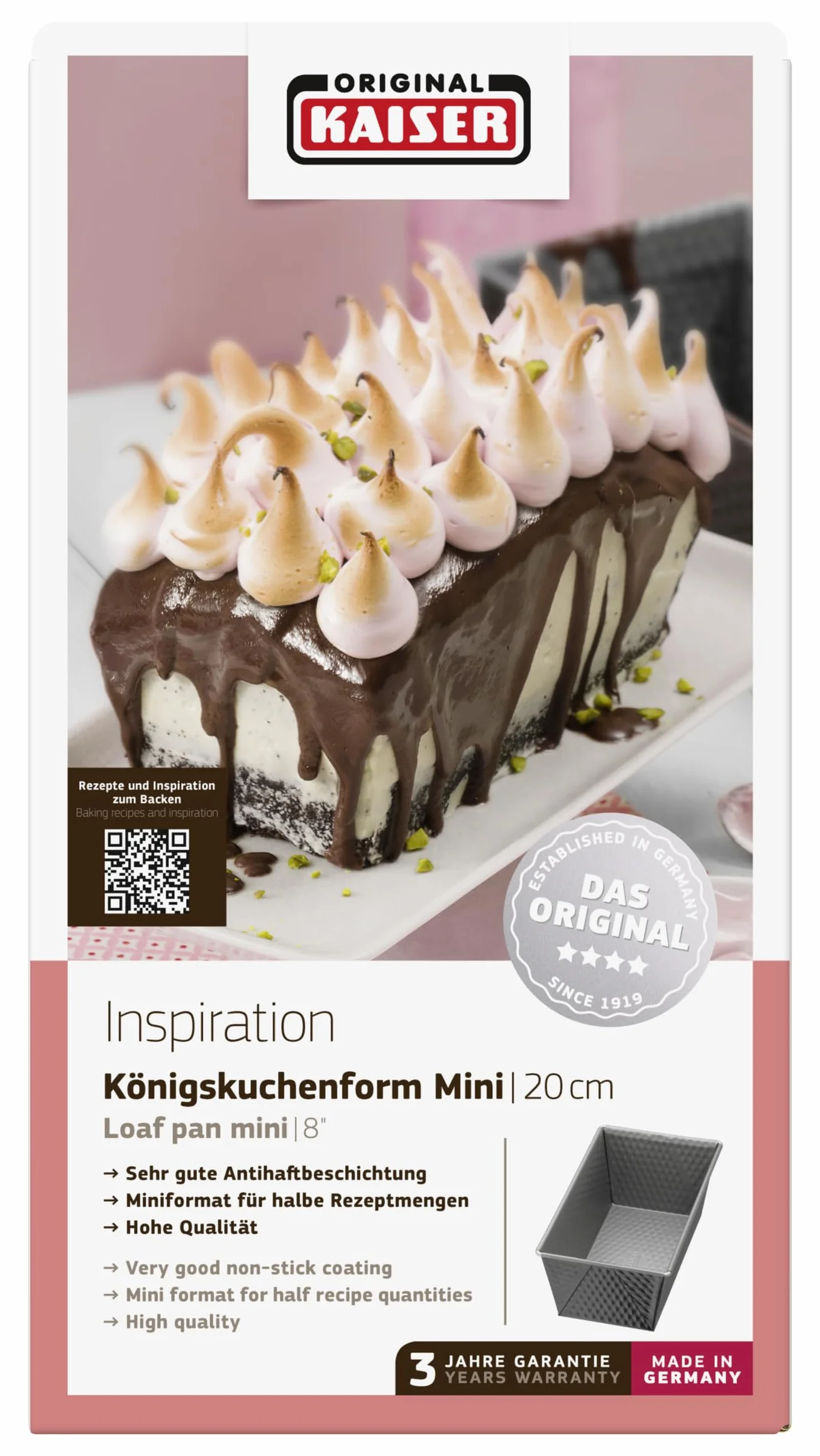 Original Kaiser Inspiration - Molde mini pan / bizcochos rectangular antiadherente 20 x 10cm
