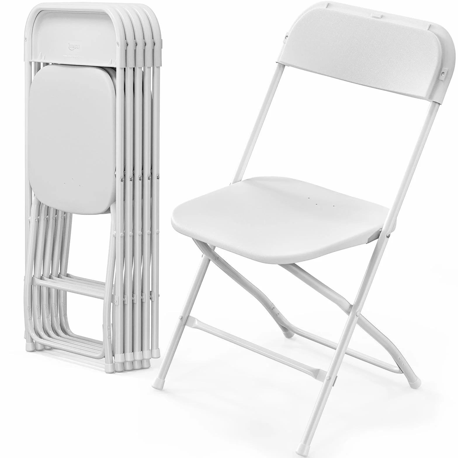 Bonnlo Set de 6 Sillas Plegables – Sillas de Comedor, Jardín, Camping, Plegables, para Balcón, Sala de Estar, Restaurante y Conferencias, Ergonómicas, 47x47x75 cm, hasta 150 kg, Blanco