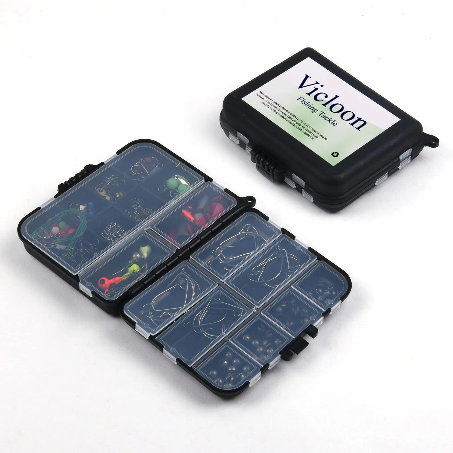 Vicloon Kit de Anzuelos de Pesca con Caja de Aparejos, Incluye Pesas, Emerillones e Imperdibles