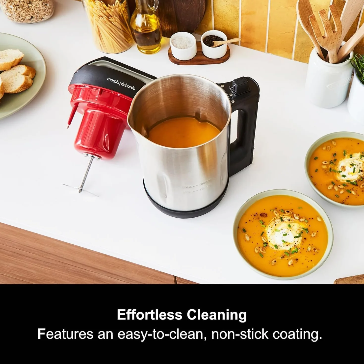Morphy Richards Máquina para hacer sopas y saltear 501014, acero inoxidable cepillado