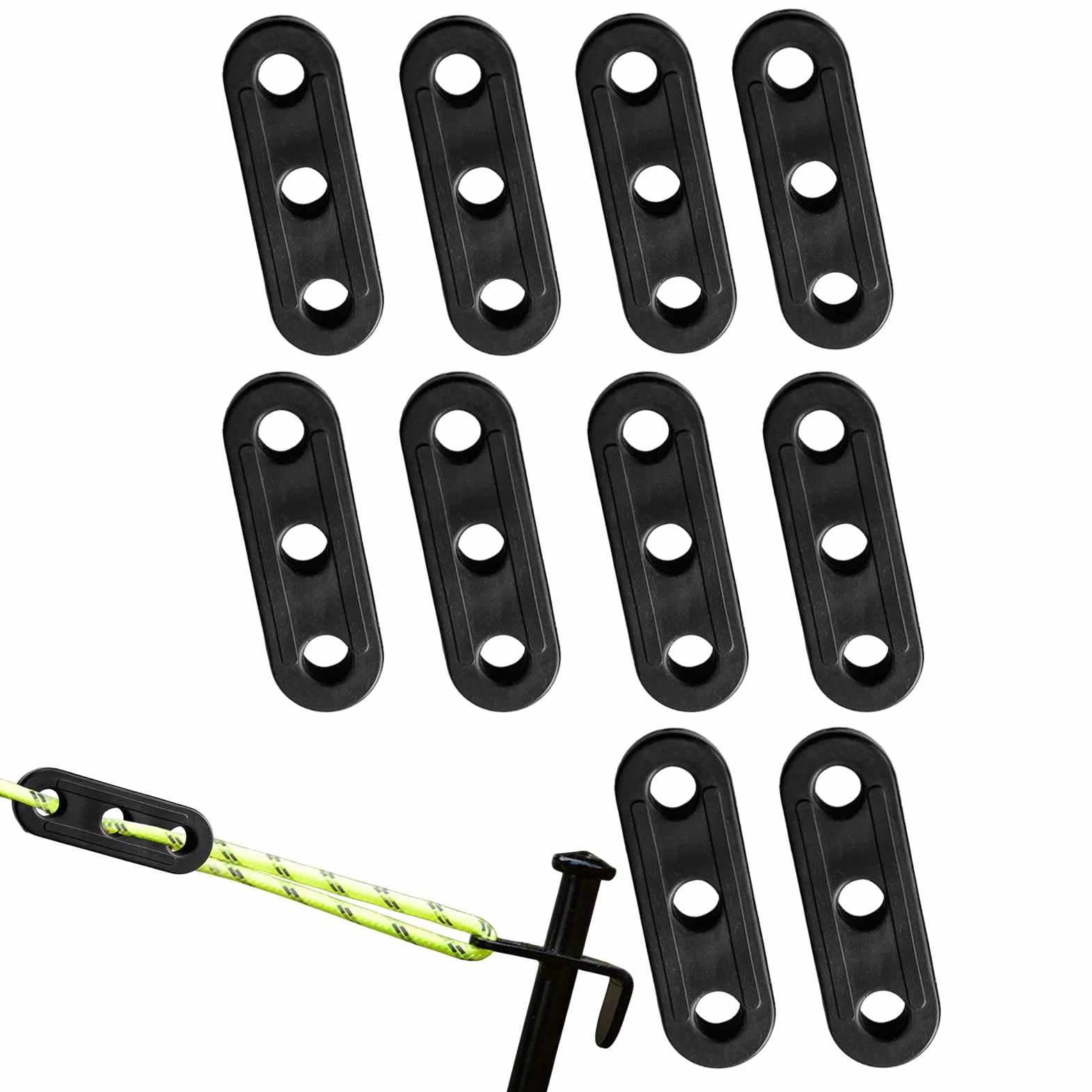 Hebilla de cuerda de viento para carpa, sujetador de tienda, 10x Accesorios a prueba de viento para acampar