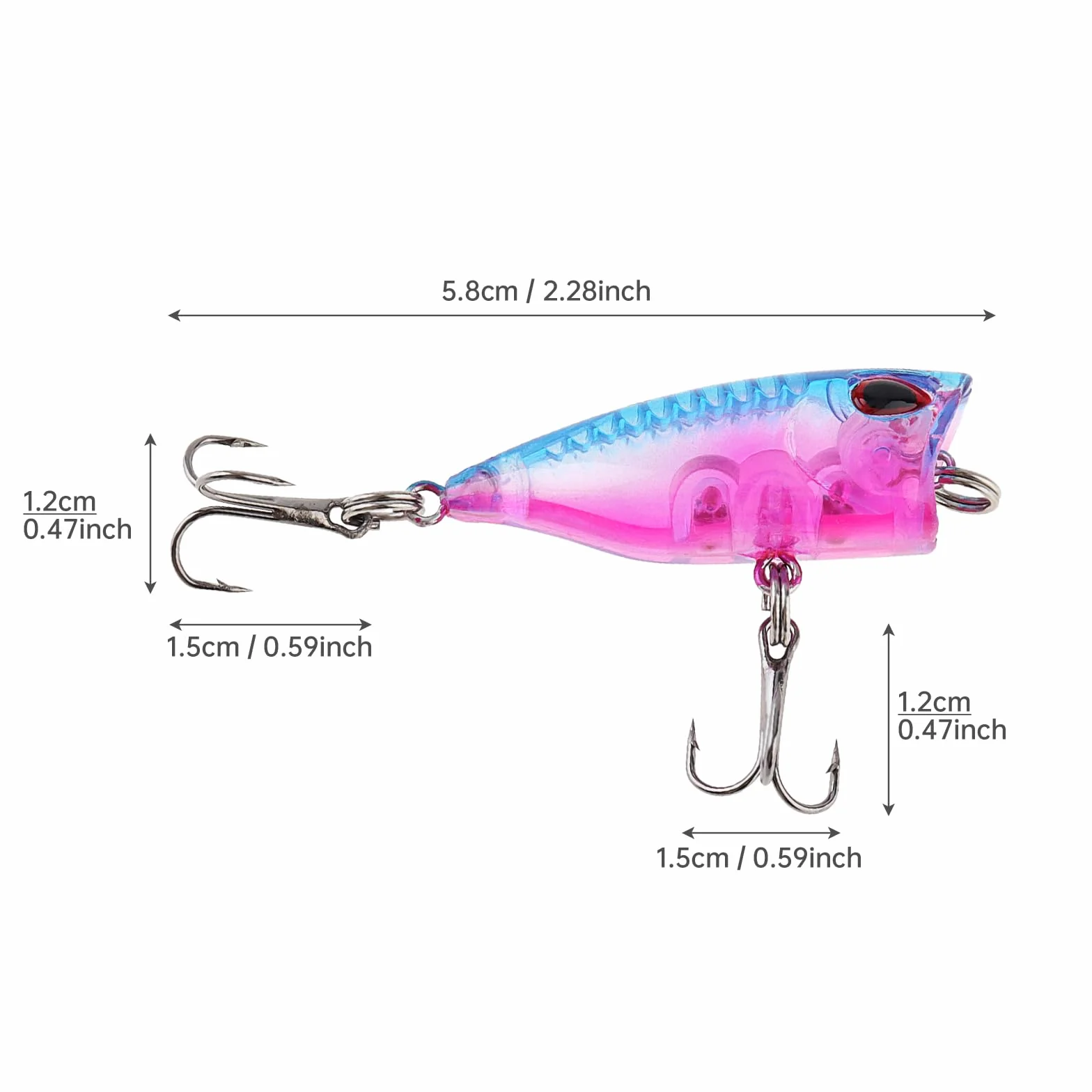 Juego de 5 señuelos de pesca Popper duros artificiales para Pike Bass Perch