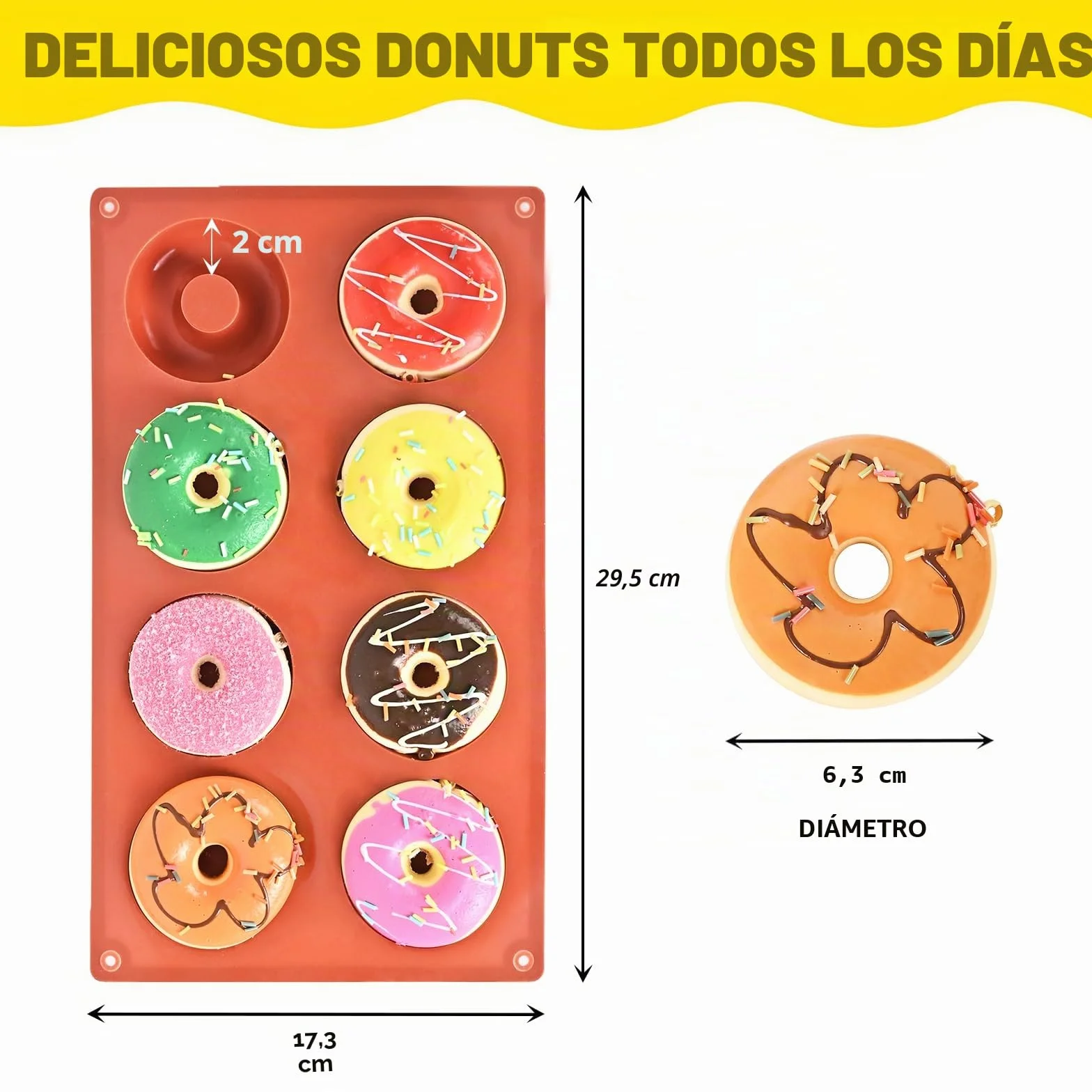 2 Moldes de Silicona para Donuts 8 Cavidades | Molde Reutilizable para Hornear Donas, Cupcakes, Pasteles, Galletas y Gelatina | Moldes para Repostería Casera Antiadherentes