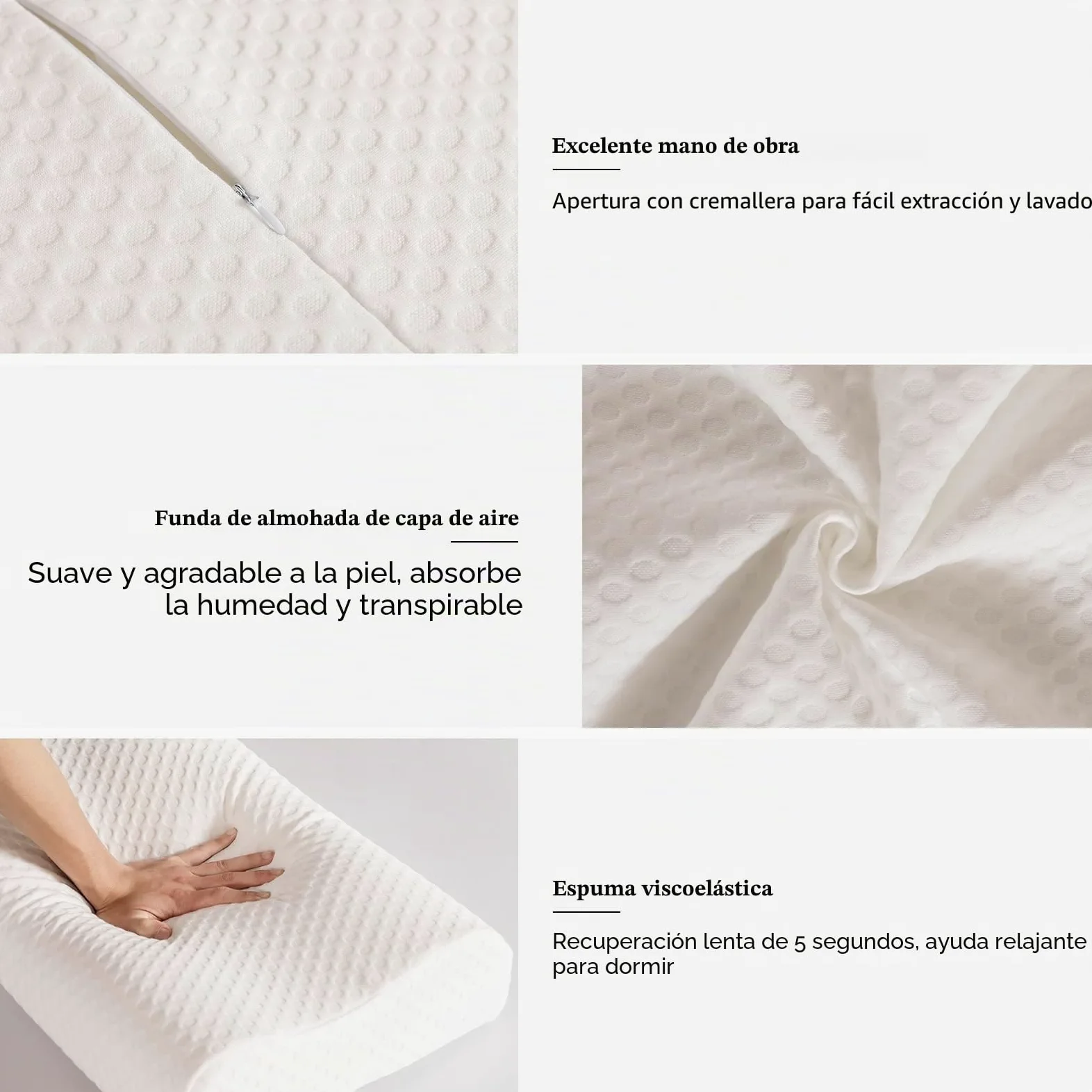 Good Nite Almohada de Espuma viscoelástica para el Contorno del Cuello, Almohada ortopédica Cervical ergonómica, Suave, Almohada Profunda para Dormir de Lado y Boca Arriba
