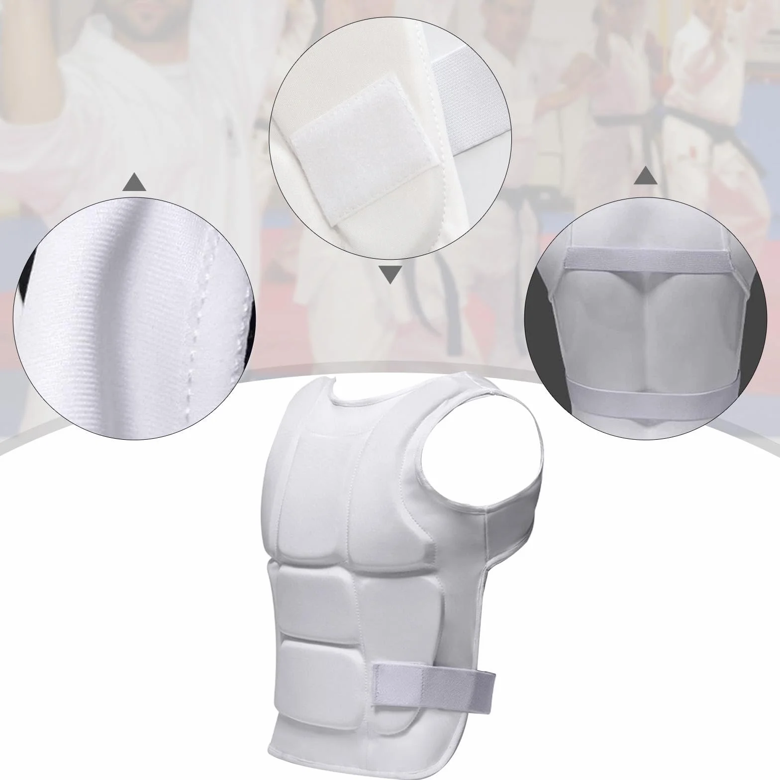 Karate Protector Pecho Chaleco Protección Abdomen Costillas Nylon EPE para Artes Marciales