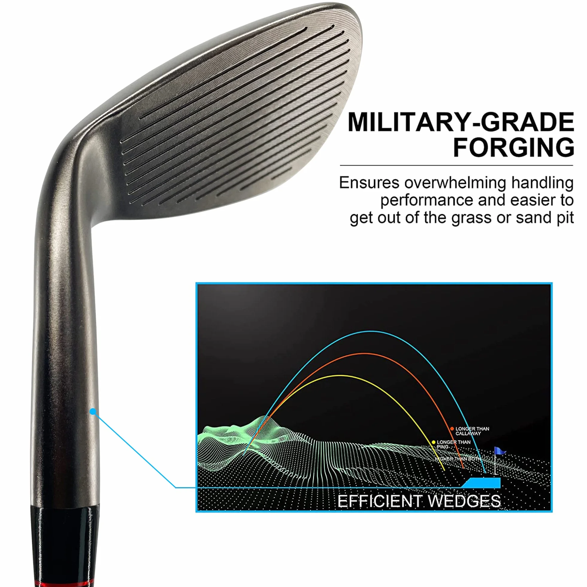 Yamato Juego de cuñas de Golf Individuales 50/52/54/56/58/60, Cara fresada para Giro