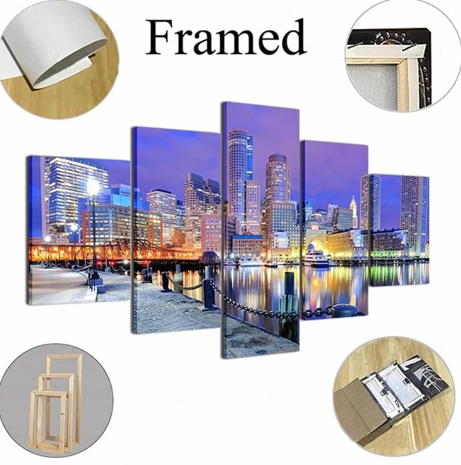Cuadro Impresión Lienzo Pintura, 5 Piezas Rosa Tallo Flor Con Marco 150 X 80 Cm Hd Pared Arte Pintura Para Hogar Salón Oficina Mordern Decoración Regalo，Wall Art Modular Poster Mural