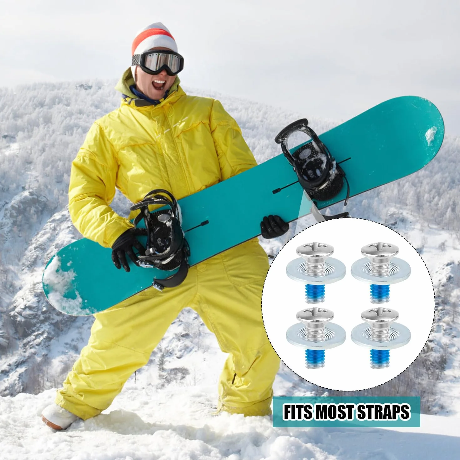 Tornillos para Fijación de Snowboard, Acero Inoxidable, Arandelas Antideslizantes con Destornillador