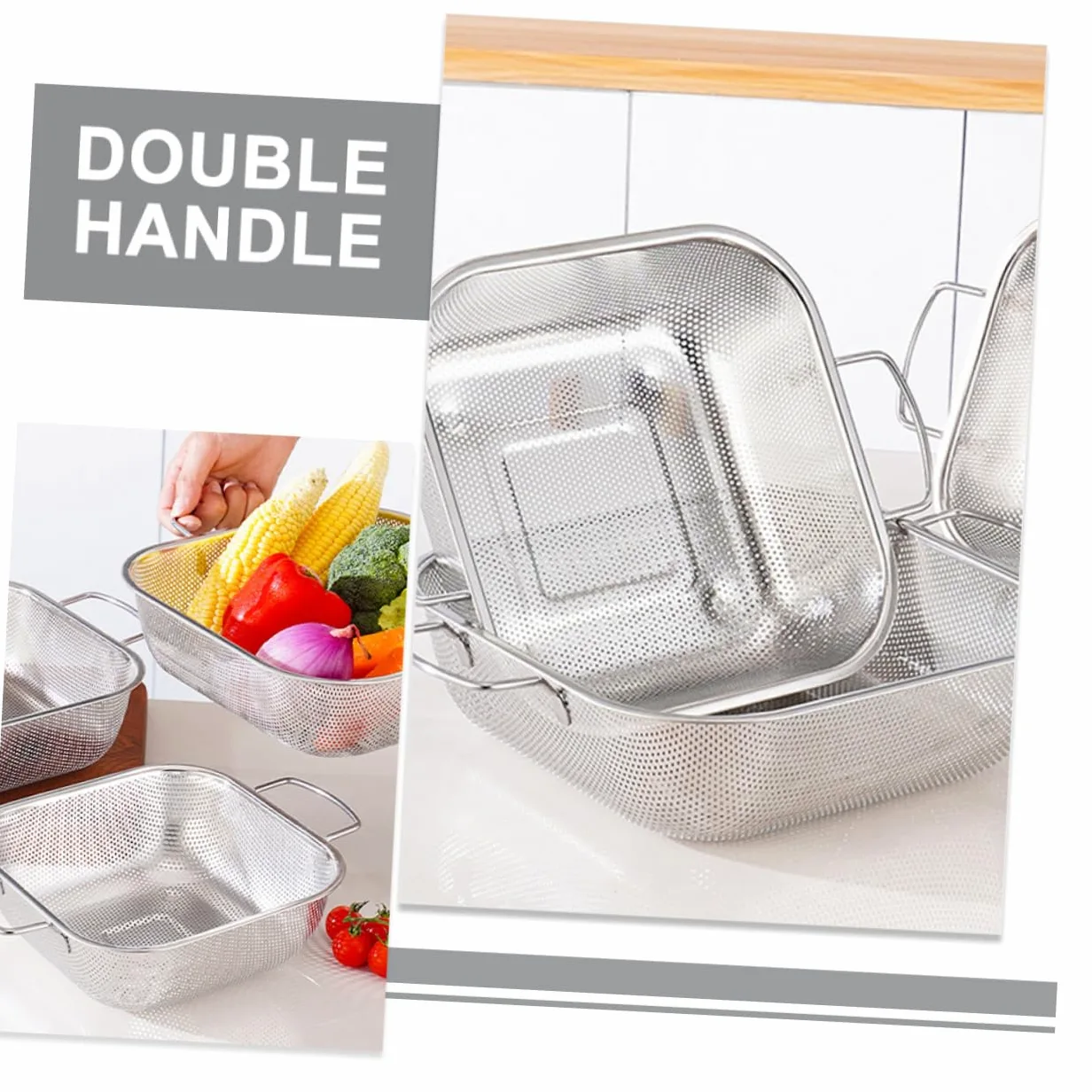 Colador Inoxidable Con Escurridor Para Pasta Cesta Drenante Multifuncional Para Cocina y Lavavajillas