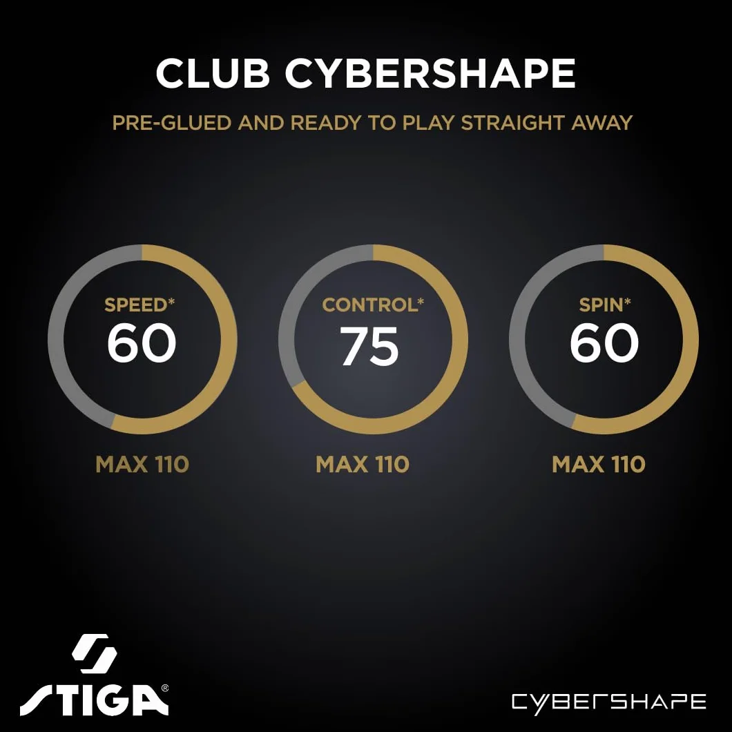 STIGA Club Cybershape Pala de Tenis de Mesa, Madera 5 Capas, Goma Star Club, Sweet Spot Grande