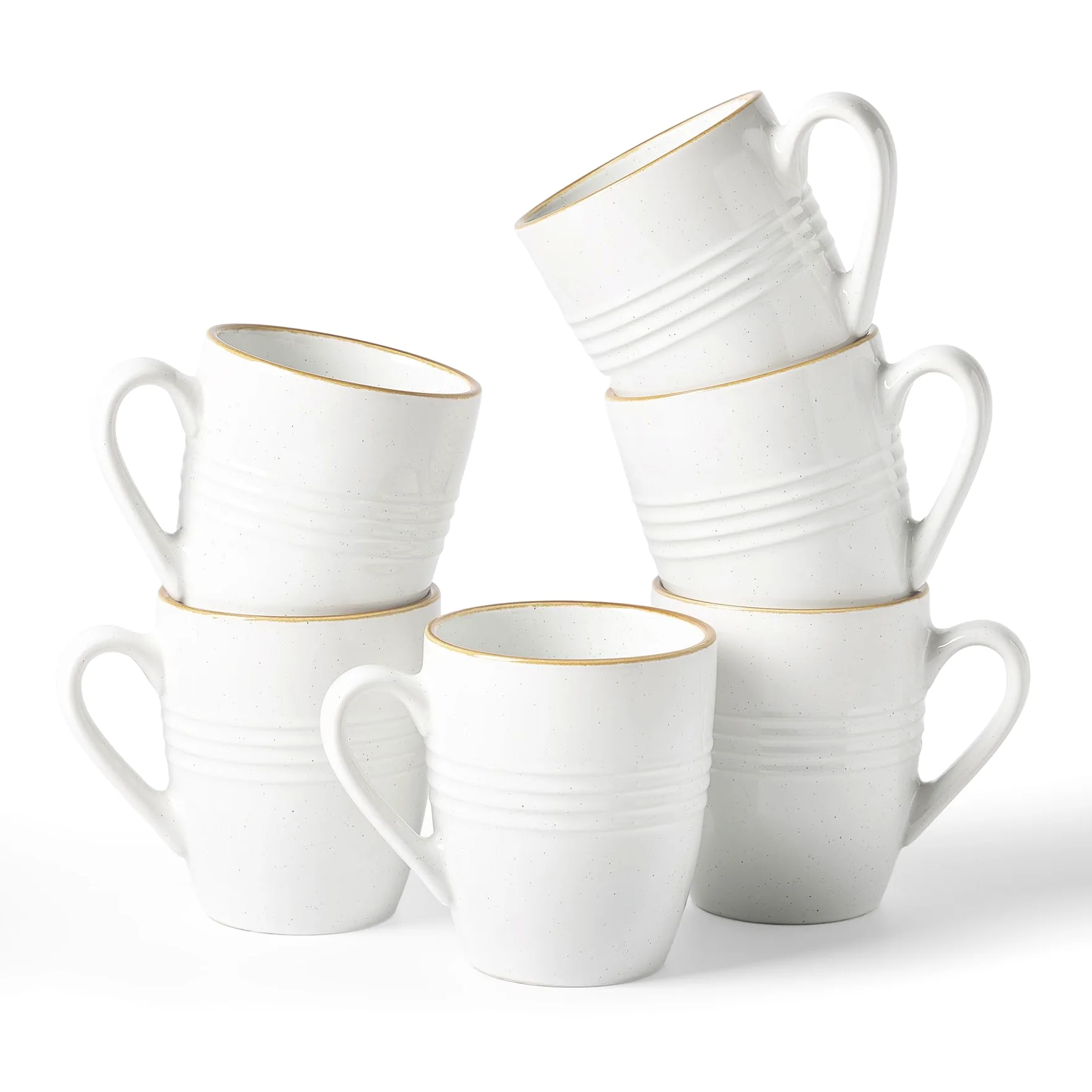 Richmount Jupiter Juego de tazas para café, 6 piezas, capacidad 384 ml, aptas para microondas y lavavajillas, tazas con asa para café, té, cacao, leche, Blanco | Juego de tazas, tazas de catering con asas para té, chocolate caliente, leche, apto para micr