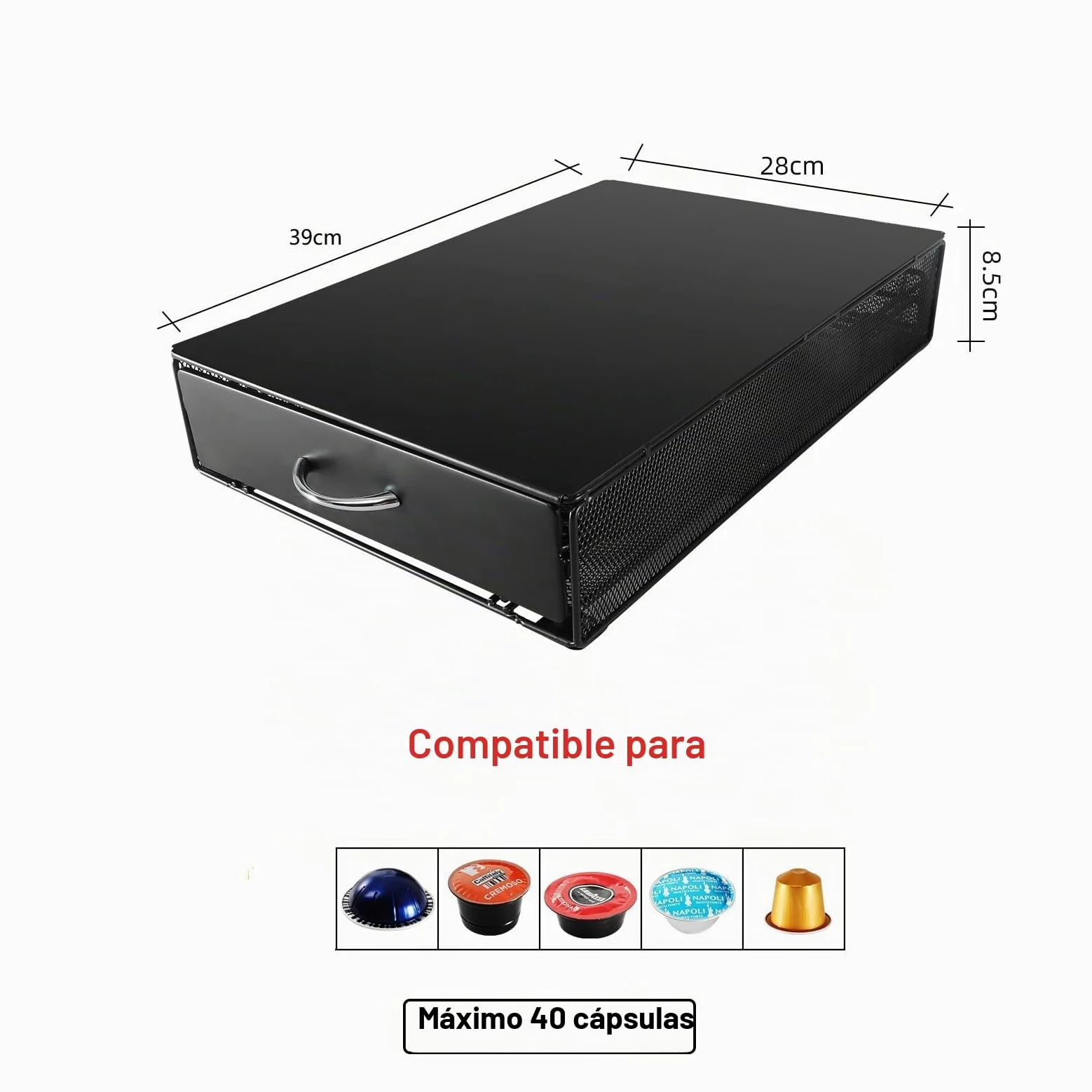 Soportes para Cápsulas de Café,Dispensador de Cápsulas Compatible con Vertuoline, Lavazza,Tchibo Cafissimo, Caffitaly,Cajones para cápsulas de café. | Dispensador de cápsulas de metal,Caja de almacenamiento de cápsulas,Cajón de cápsulas para guardar 40 cá