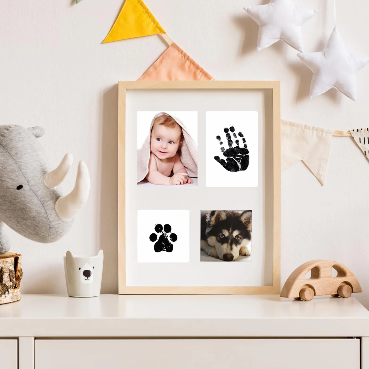 8 Piezas Kit Huella del Pie, Kit de Huellas Bebé Pie y Manos Almohadillas de Tinta No Tóxicas, No Tóxicas,No Se Mancha, Regalo de Bautizo o Recuerdo, Kit Huella del Mascota