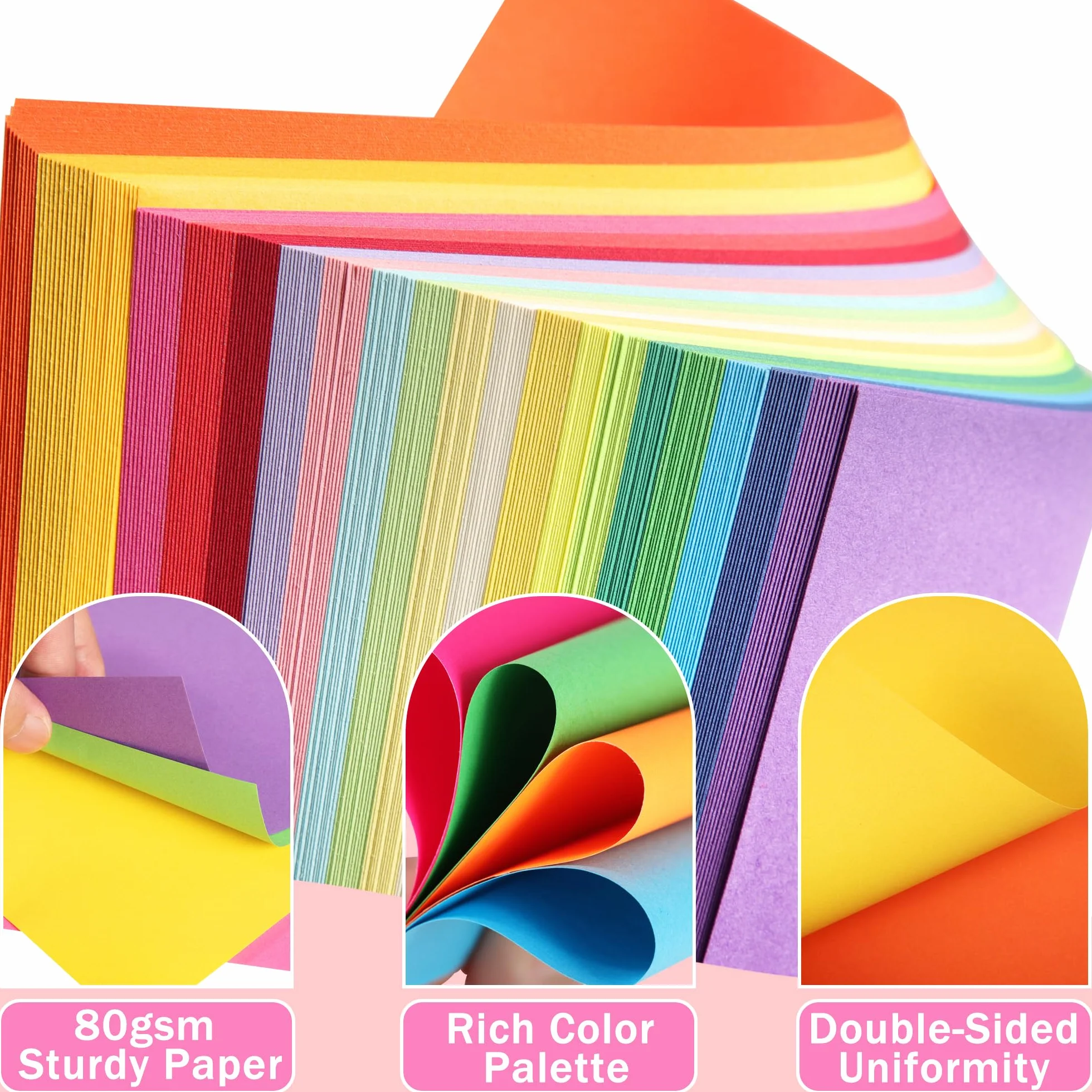 Papel de origami 240 hojas, 20 colores brillantes, 6 pulgadas, 80 g/m², papel plegable cuadrado de doble cara para proyectos de manualidades escolares, niños y adultos