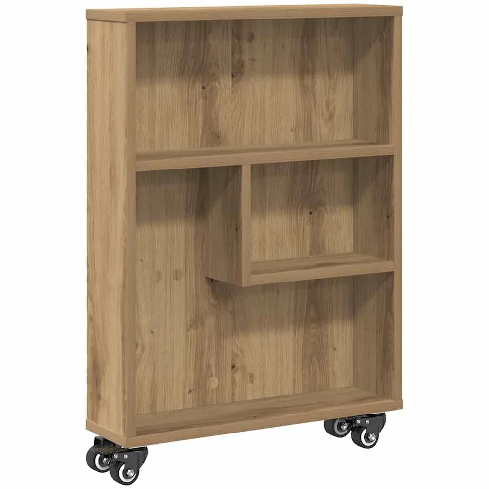 vidaXL Carrito de almacenaje Estrecho Madera Roble artisian 48x13x68cm, Carrito de Almacenamiento Delgado, Carro de Cocina con Ruedas, Carro de Almacenamiento con Ruedas
