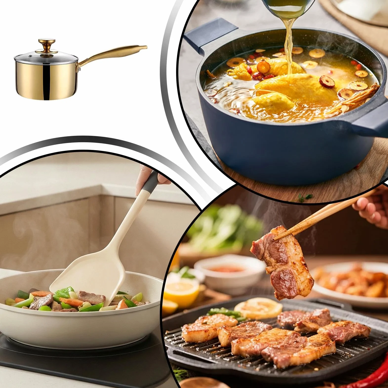 Cazo Para Salsas Cacerola de Cocina Fabricada en Acero Inoxidable con Mango | Olla Pequeña Para Cocinar, Tapa Incluida Para Hogar Cocina Restaurante Al Aire Libre Jardín Ca