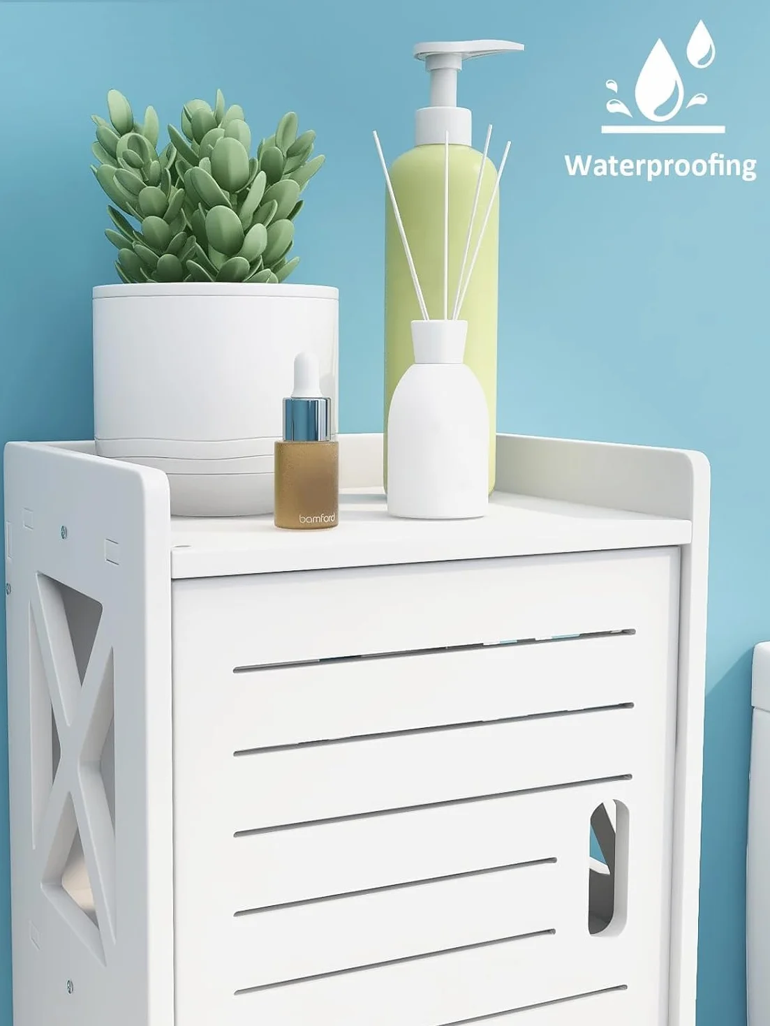 Armario de Baño Estrecho PVC Impermeable 75x25x22 cm Almacenamiento Vertical Multinivel