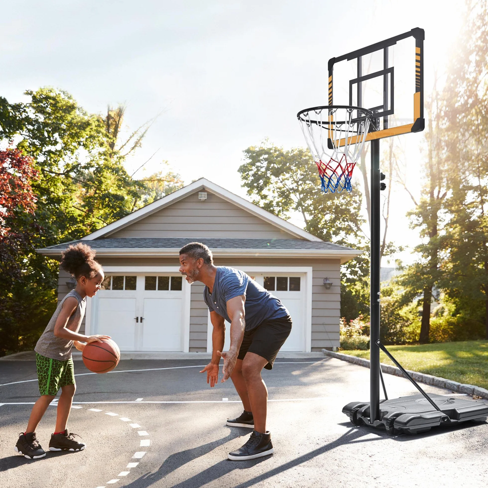Yaheetech Canasta Baloncesto Exterior Tableros Altura Ajustable 182-212 cm Infantil 4-10 Años
