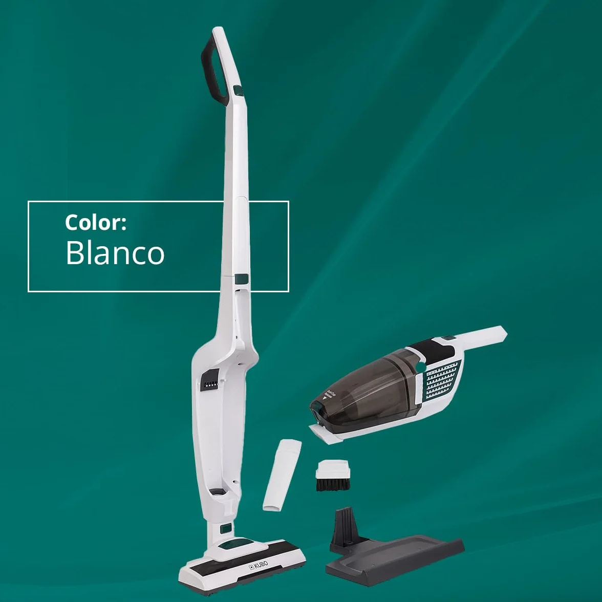 KUBO Aspirador Vertical sin Cable 2 en 1, 3 Accesorios Integrados, 50 Minutos de autonomía, 600ml