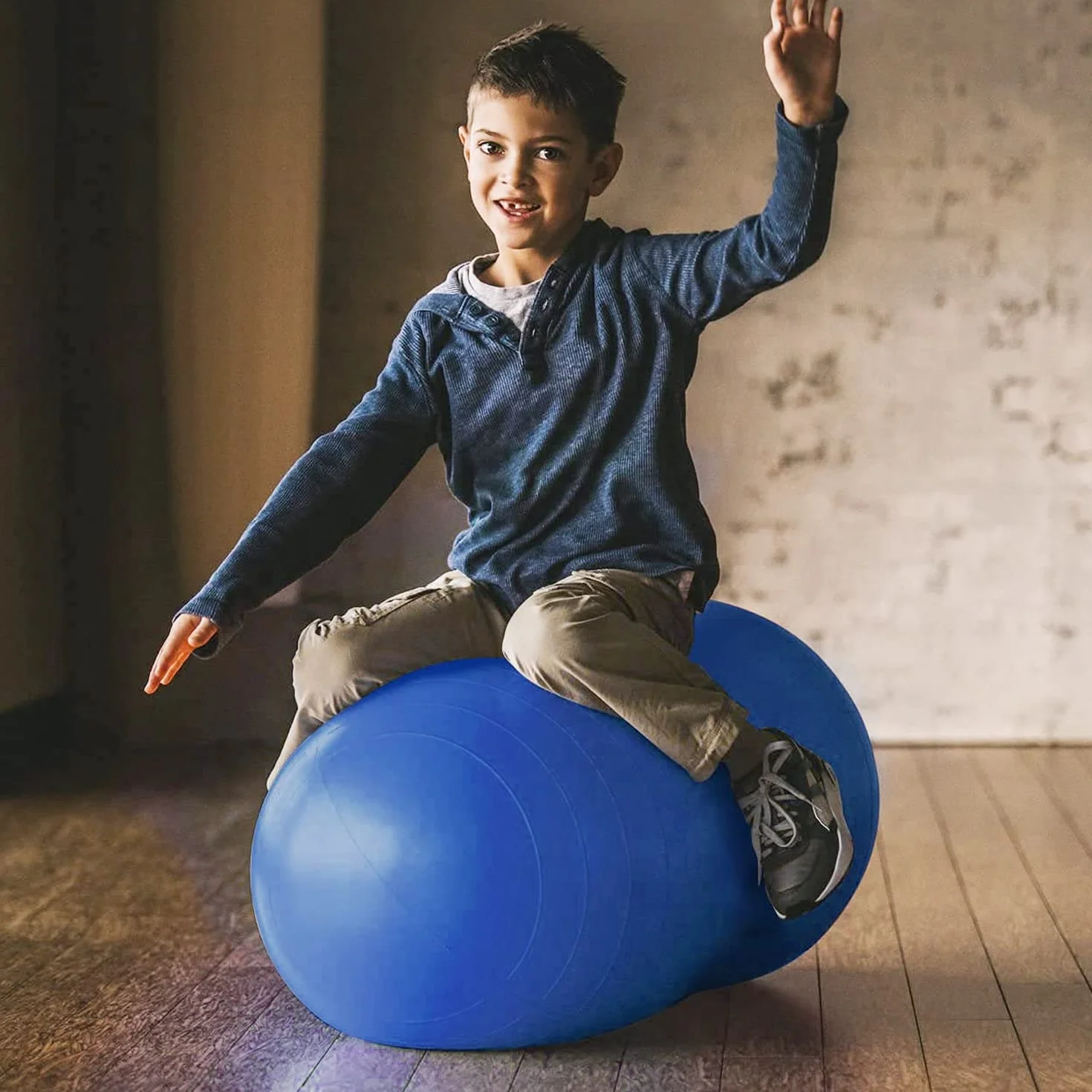 DASKING Pelota Pilates Cacahuete 45x90cm Antideflagrante Balon Yoga con Bomba Aire Peanut Ball para Embarazadas Niños Entrenamiento Equilibrio