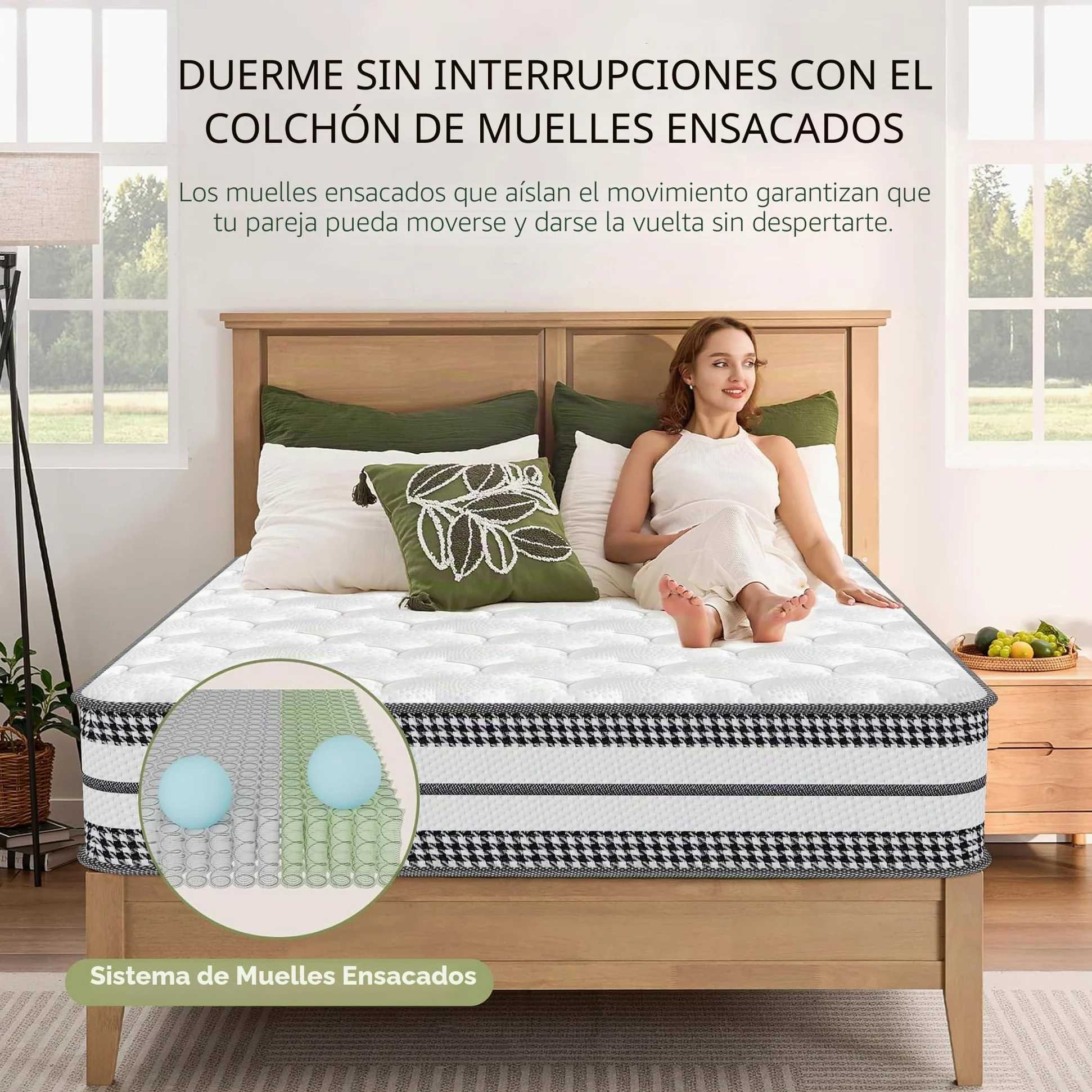 Colchón 90x200 cm Individual, Altura 26cm, colchón Espuma de Memoria, Híbrido Muelles Ensacados, Ergonómico Firmeza Media H3, Transpirable, Antibacteriano, Hipoalergénico, Certificado Oeko-Tex
