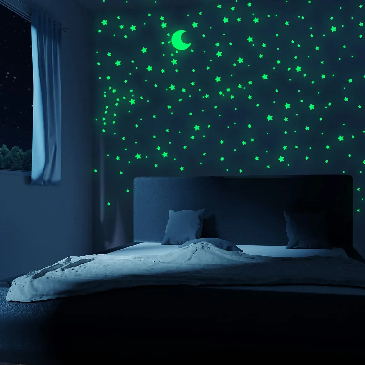 Estrellas Fluorescentes Pegatinas de Pared Decorativas Cielo Estrellado Brillante para Dormitorio Infantil
