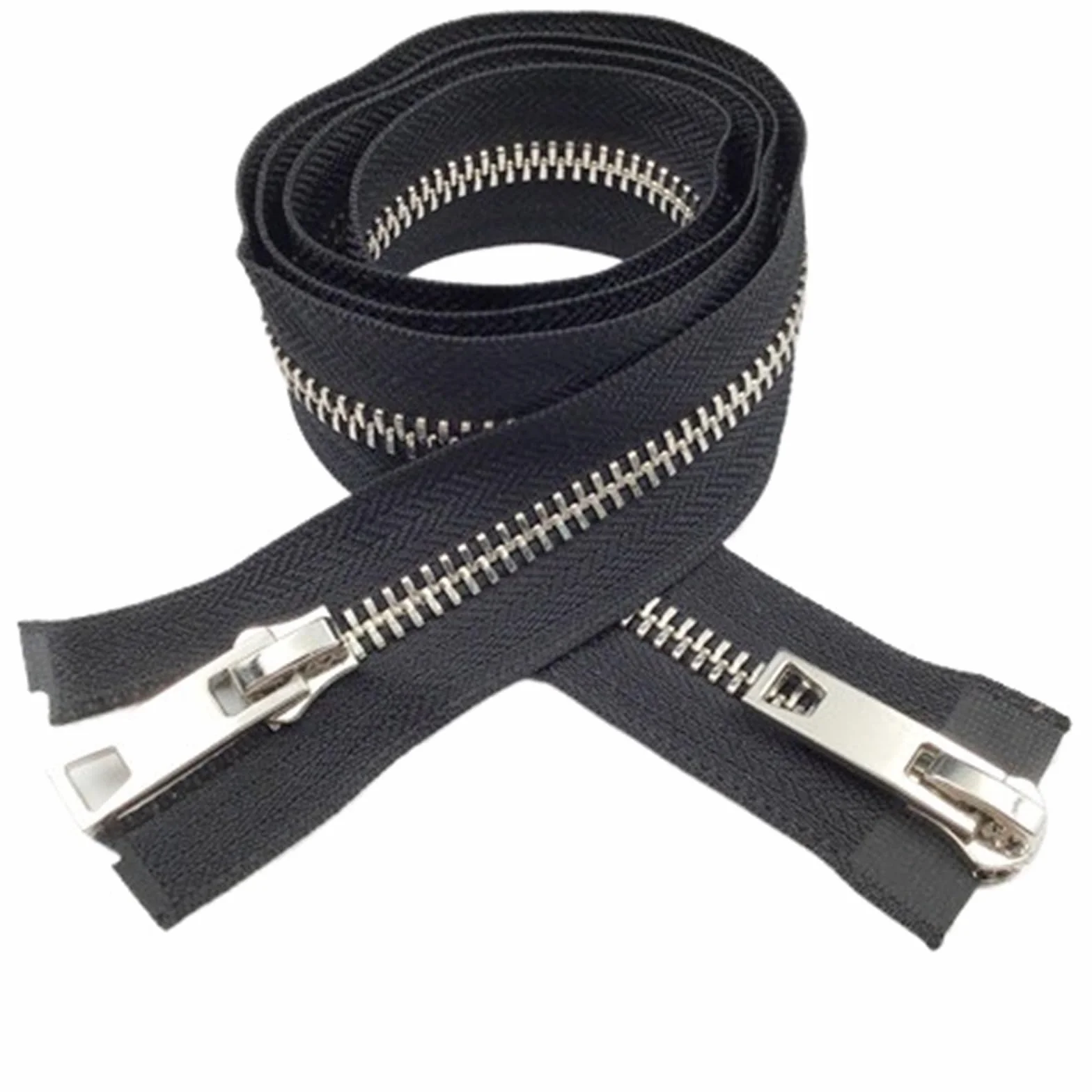 Cremallera metálica de dientes gruesos n.° 8 con cobre puro y platino, tirador bidireccional for abrigos/chaquetas plumas Para Chaqueta Coser Abrigos(BlackSliver-260cm)