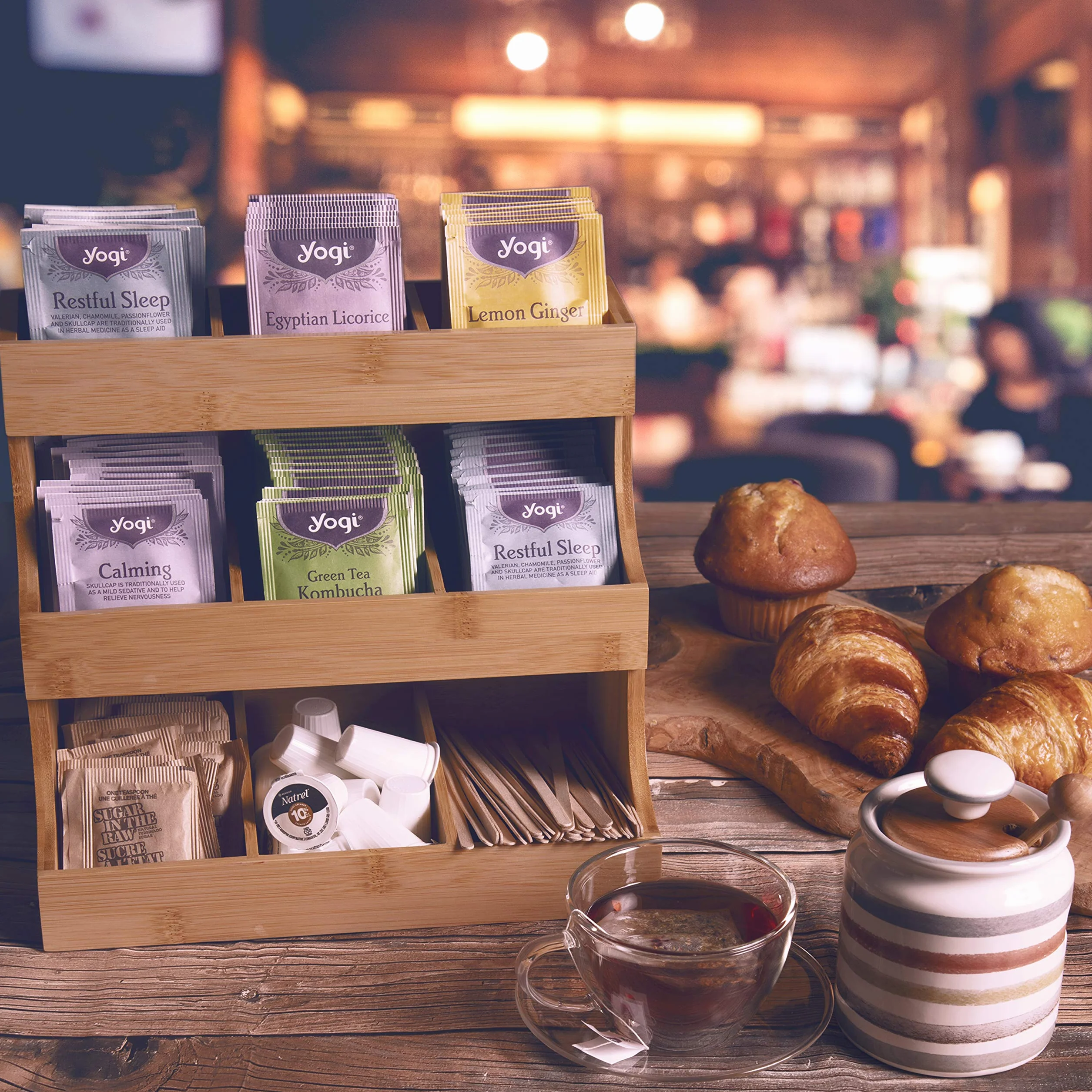 Theodore Organizador Vertical para Bolsas de Té de Bambú, Sostiene 180 Bolsas de Té, Caja de Té de Madera para Almacenamiento de Té para el Hogar, la Oficina o el Café