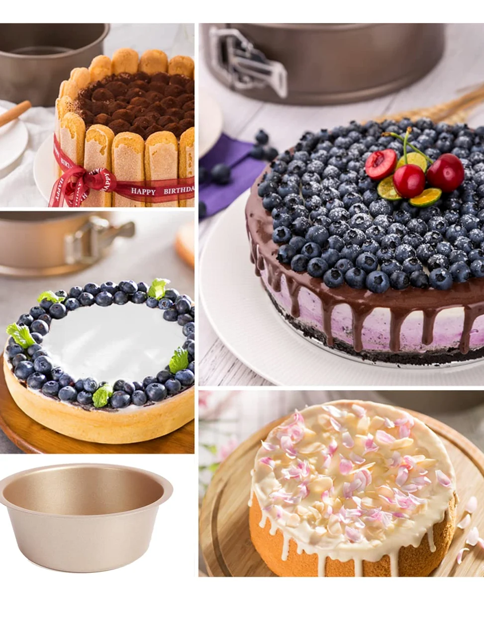 CANDeal Molde para Tartas de 4 Pulgadas, Molde para Tartas Redondo Antiadherente, Juego de Moldes para Hornear Mini Tartas de Navidad Cumpleaños Boda, Saludable y Duradero, Diseño de una Pieza (6)