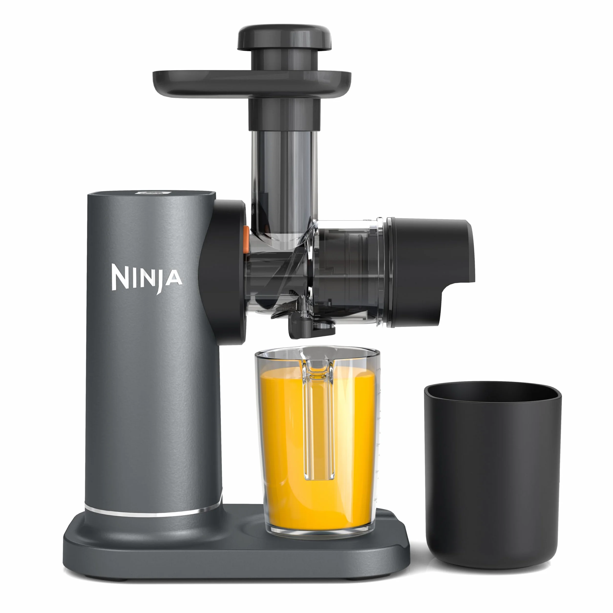Ninja Licuadora de Prensado en Frío para Zumos y Bebidas Saludables - Diseño Compacto y Fácil de Limpiar - Jarra de 700 ml y Recipiente para Pulpa de 1,1 l - Gris, JC151EU