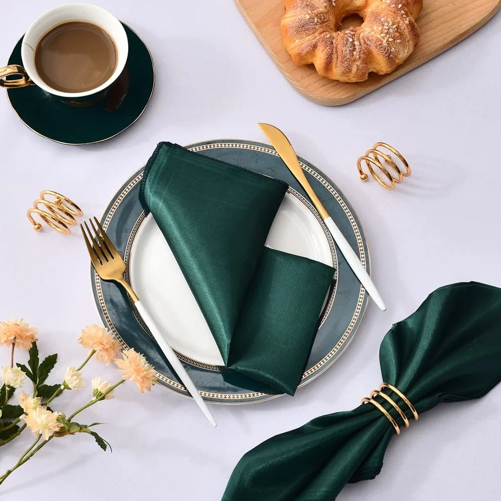 50 servilletas de Mesa de satén de 12x12 Pulgadas, servilletas de Cena cuadradas, servilletas de Mesa Suaves Lavables para decoración de Bodas, Fiestas de cumpleaños