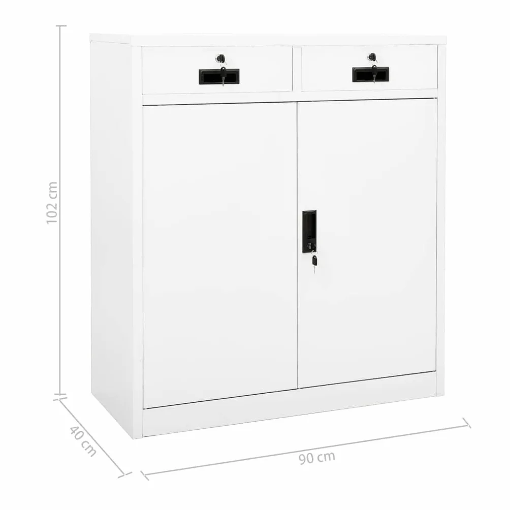 vidaXL Armario de Oficina Mueble Archivador Cajonera Almacenamiento Archivos Documentos Organizador Universal de Acero Blanco 90x40x102 cm