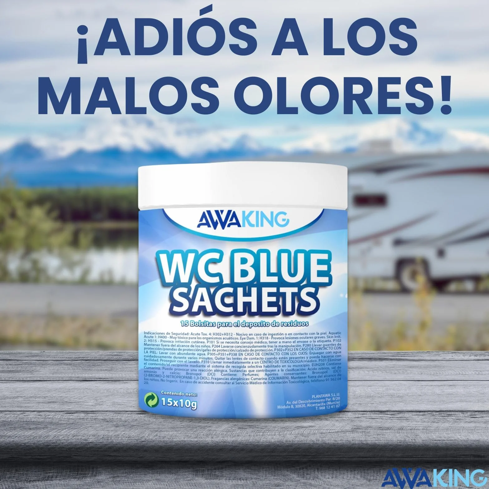 Pastillas WC Quimico Autocaravana AWAKING Blue Sachets 15ud Higieniza Desodoriza Concentrada