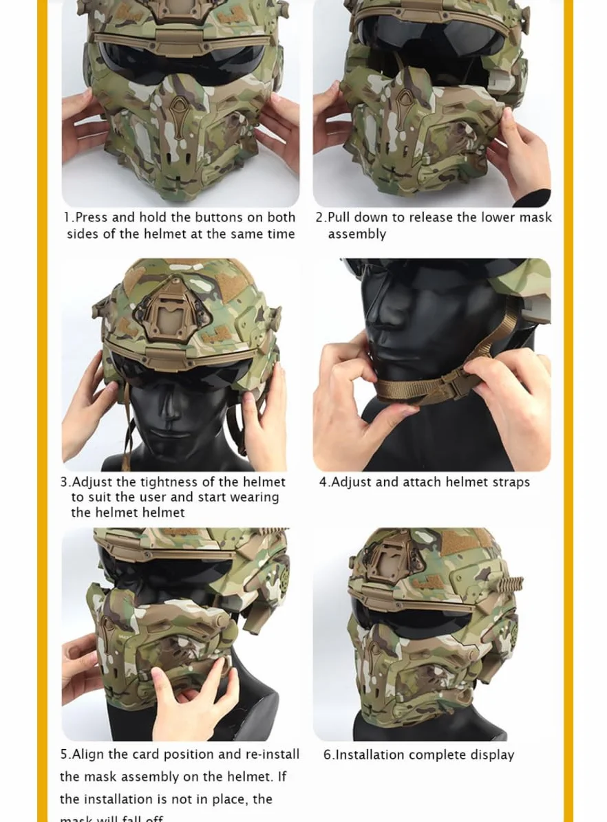 ACEXIER Casco táctico Airsoft con Auriculares Integrados, antivaho, Casco de Asalto, máscara extraíble, Equipo de Paintball, Airsoft, Casco de protección
